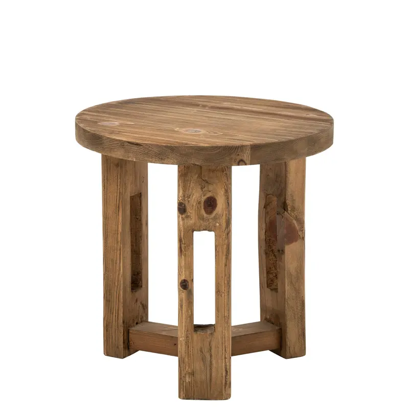 Bijzettafel Rond Gerecycled Hout Bruin J-Line