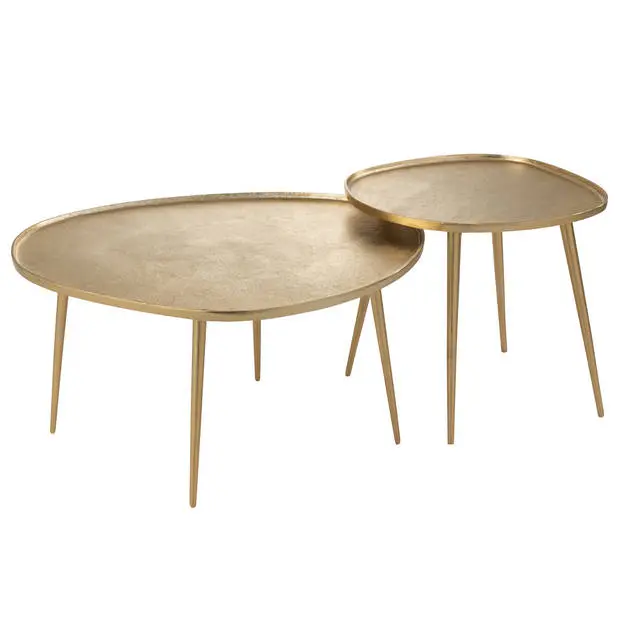 Bijzettafels Vinta Aluminium Goud Set van 2 J-Line