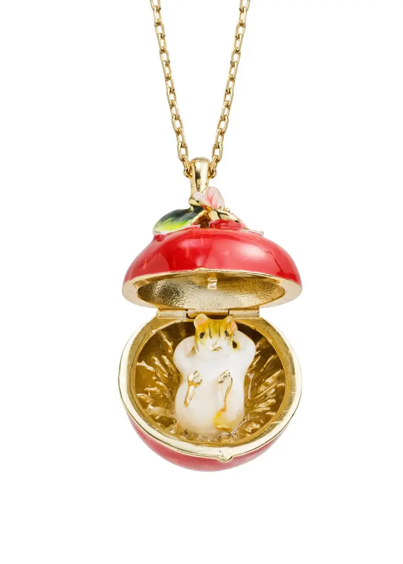 Bill Skinner Apple Blossom & Mouse Locket Necklace