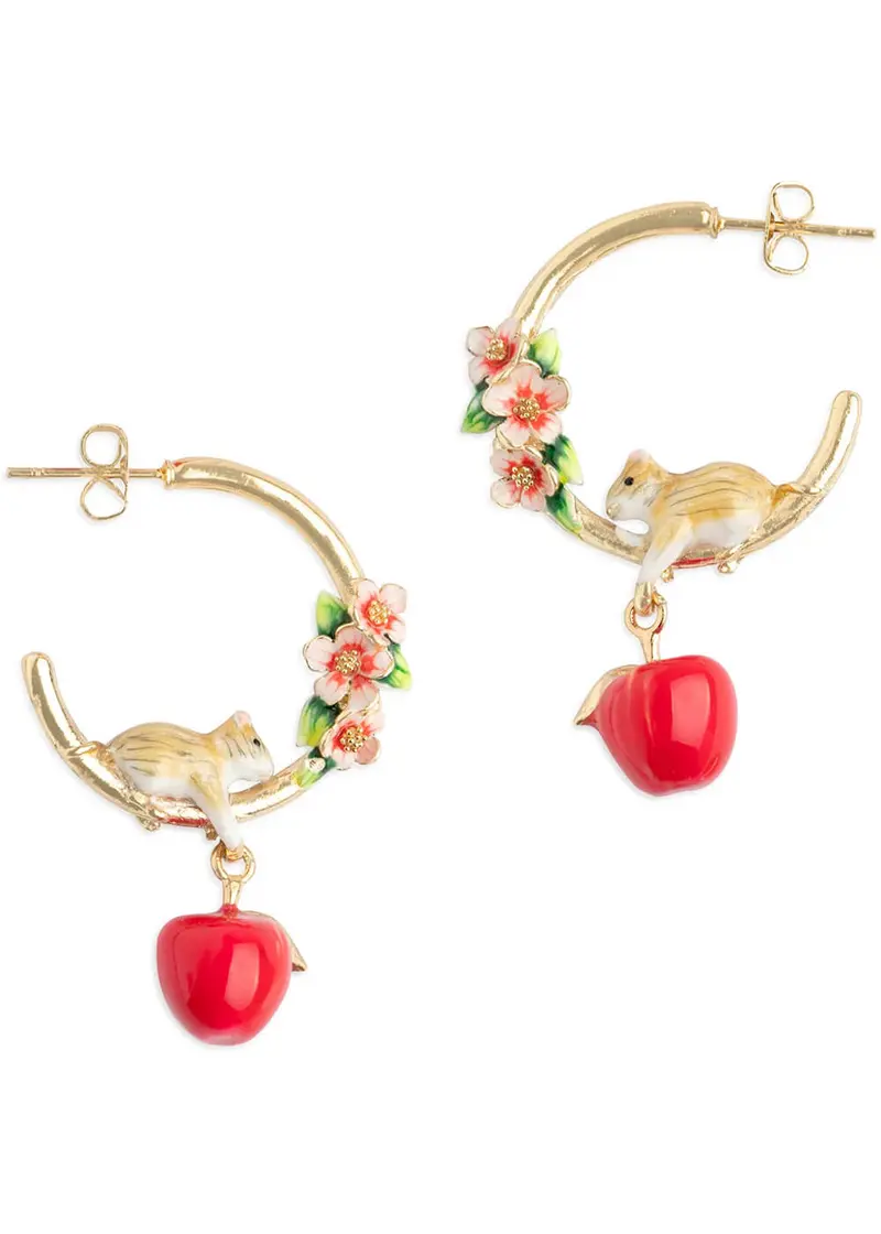 Bill Skinner Apple & Mouse Blossom Hoop Earrings