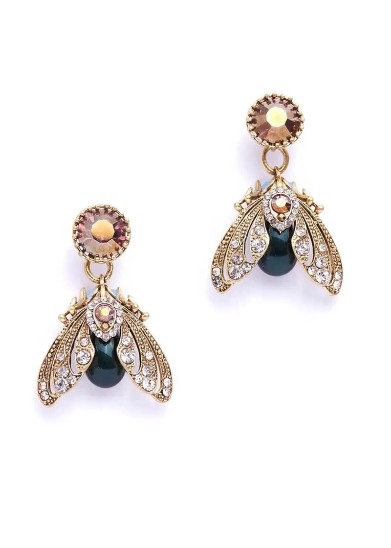 Bill Skinner Bejewelled Moth Drop Earrings