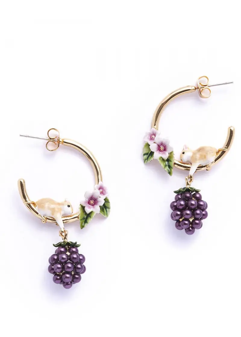 Bill Skinner Blackberry & Mouse Hoop Earrings