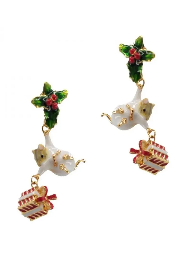 Bill Skinner Christmas Mouse Earrings