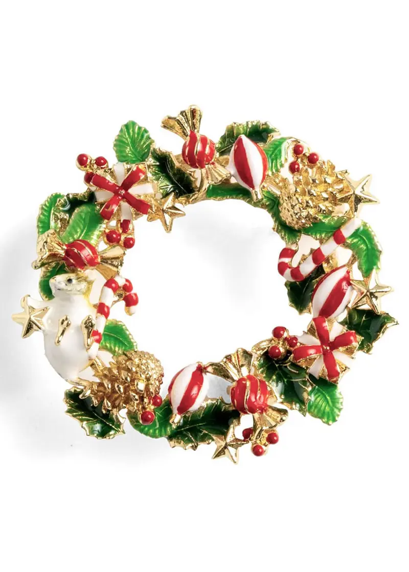Bill Skinner Christmas Mouse Wreath Brooch