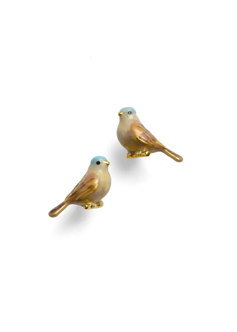 Bill Skinner Cole Tit English Bird Stud Earrings