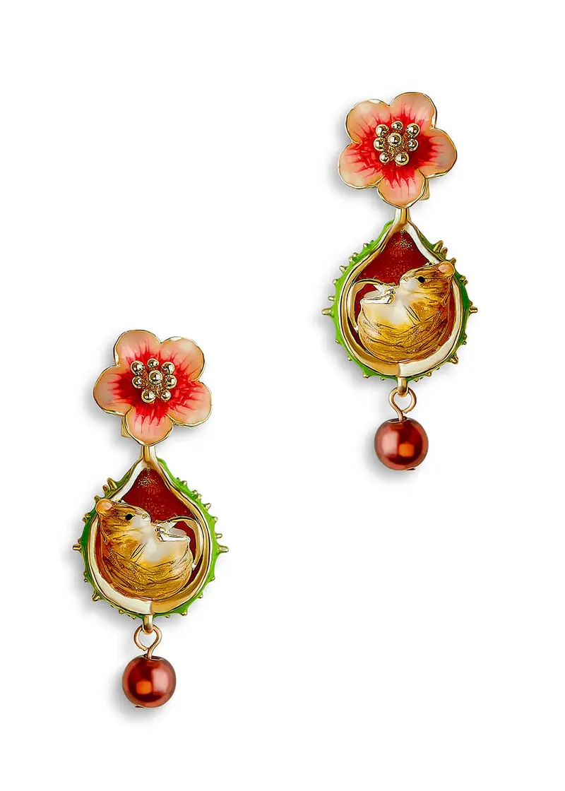 Bill Skinner Conker Mouse Drop Earrings