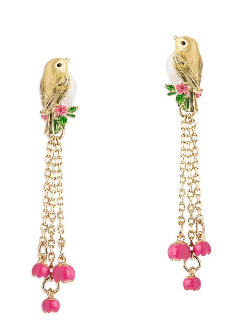 Bill Skinner Goldcrest Golden Songbird Drop Earrings
