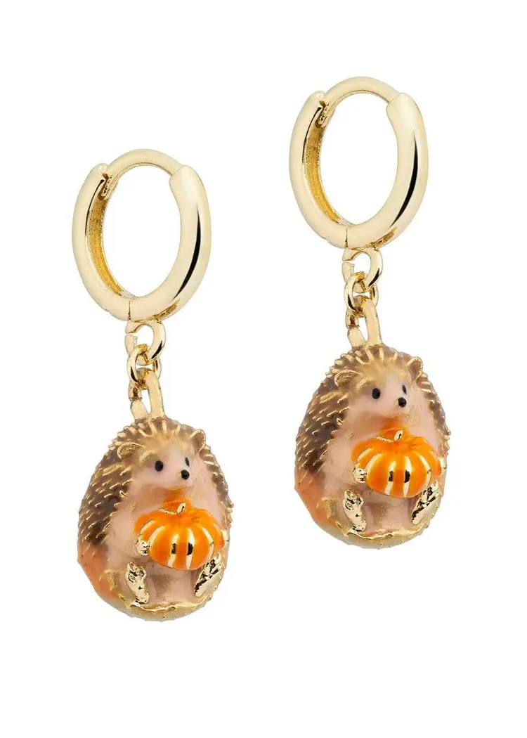Bill Skinner Hedgehog & Pumpkin Huggie Earrings