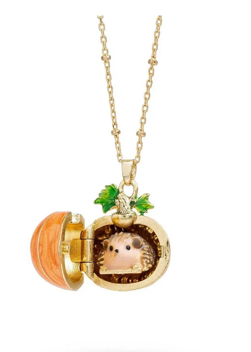 Bill Skinner Hedgehog & Pumpkin Locket Necklace