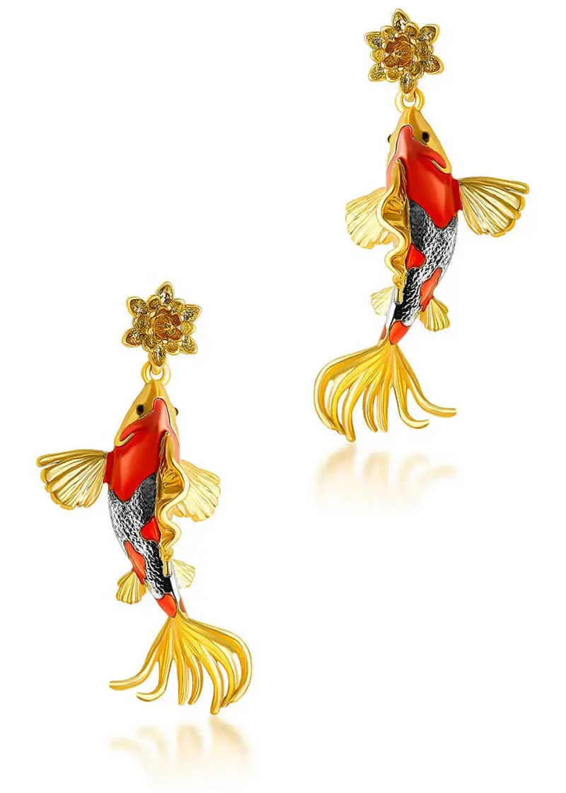 Bill Skinner Koi Carp Drop Earrings