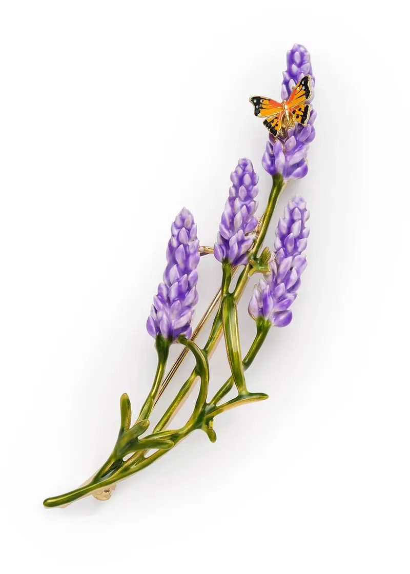 Bill Skinner Lavender & Butterfly Brooch