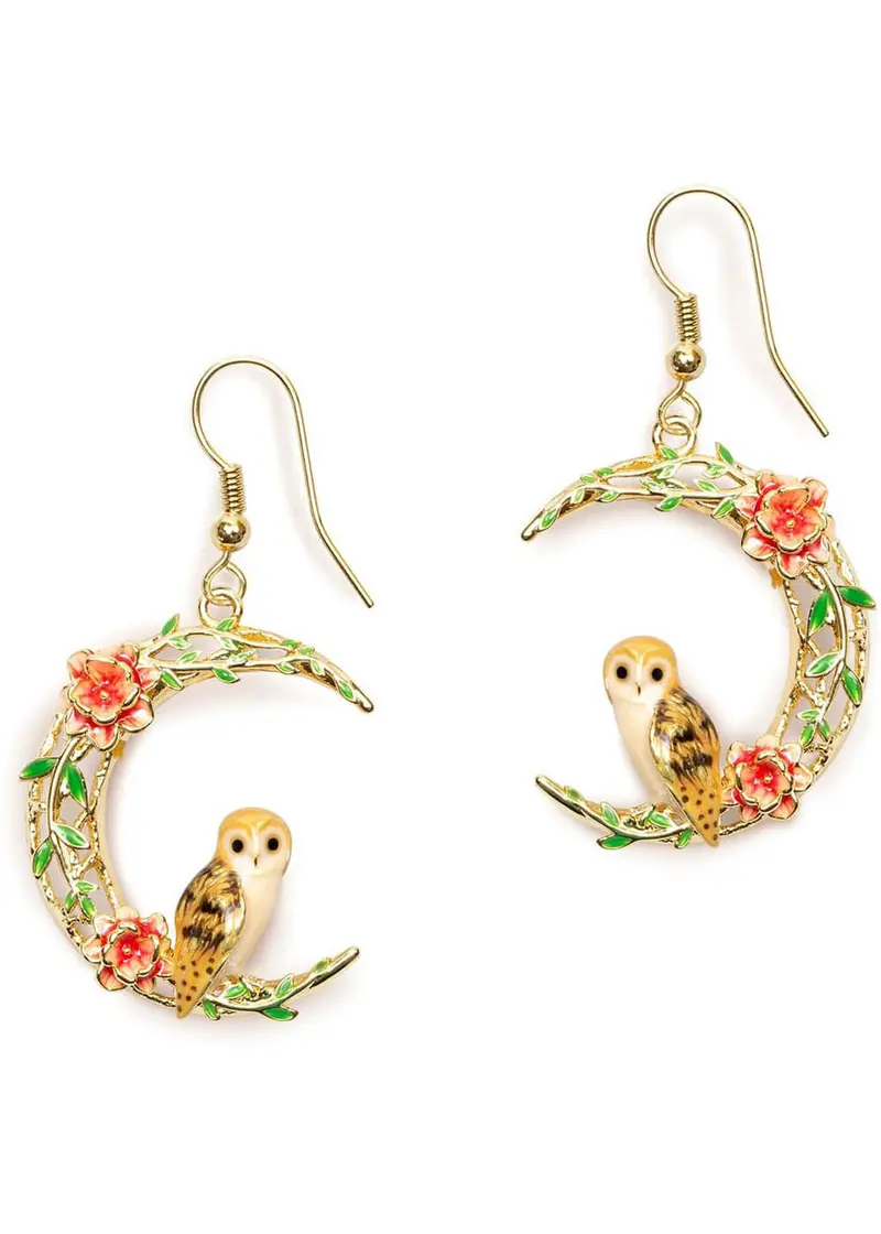 Bill Skinner Owl in A Moon Drop Earrings
