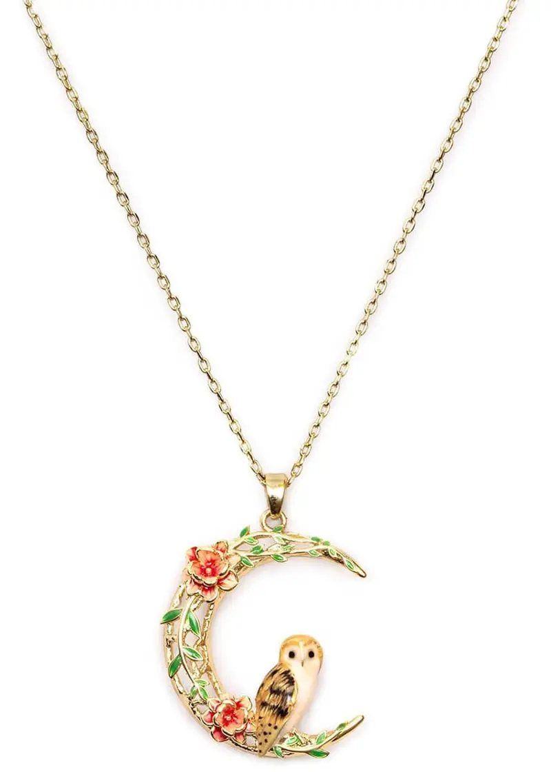Bill Skinner Owl in A Moon Necklace