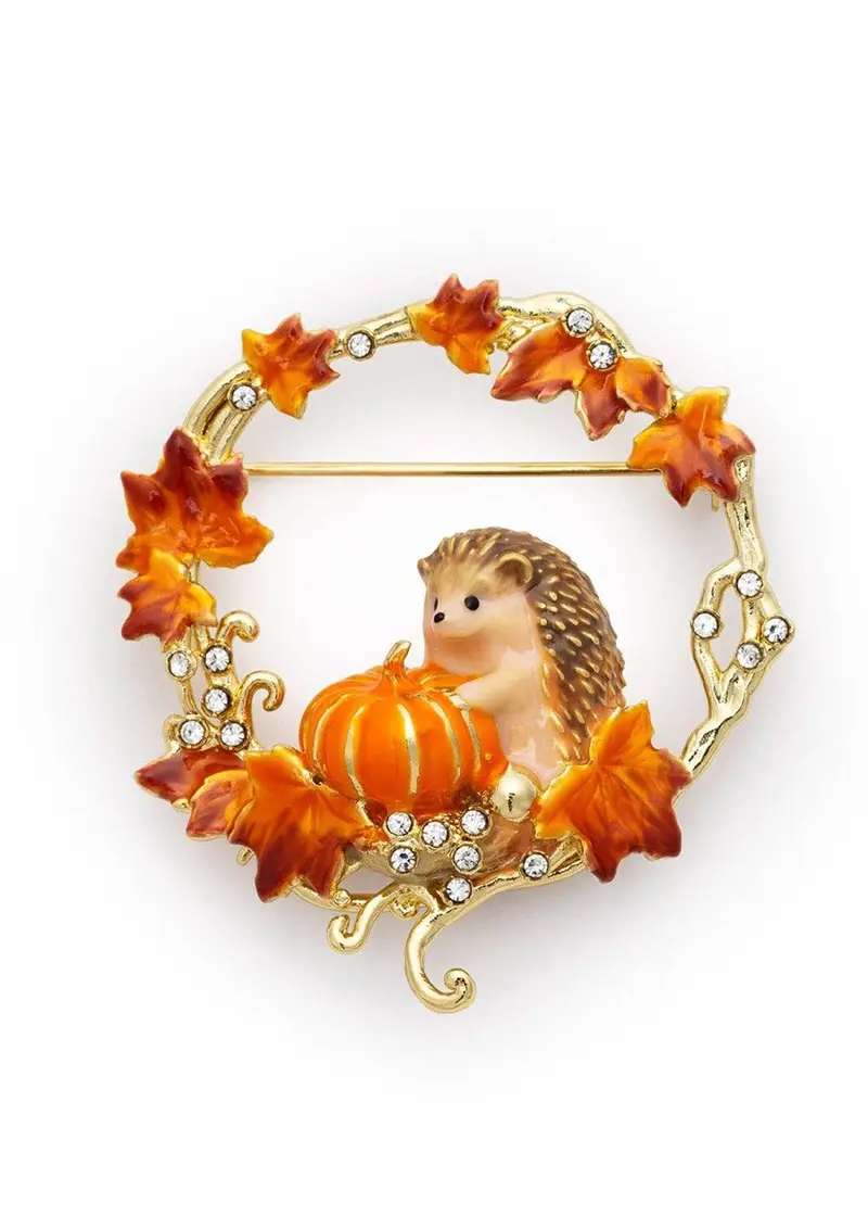 Bill Skinner Pumpkin Hedgehog Brooch