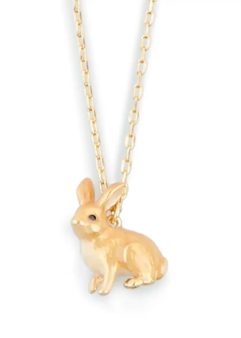 Bill Skinner Rabbit Enamel Pendant Necklace