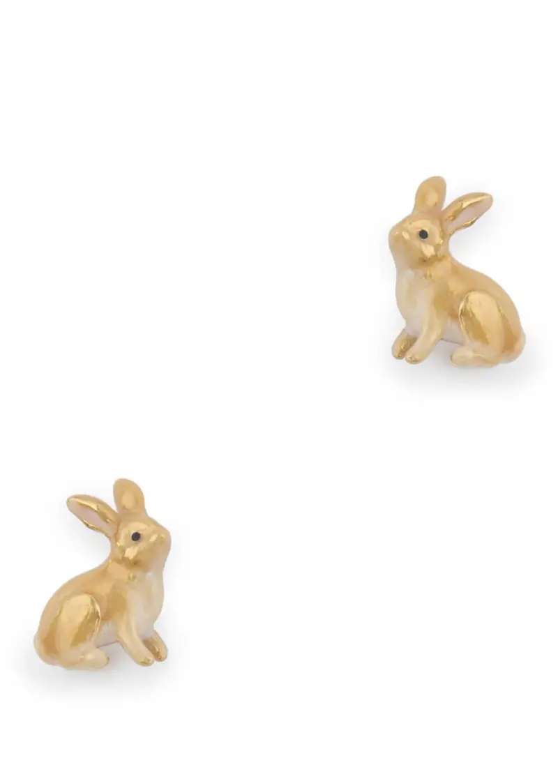 Bill Skinner Rabbit Enamel Stud Earrings