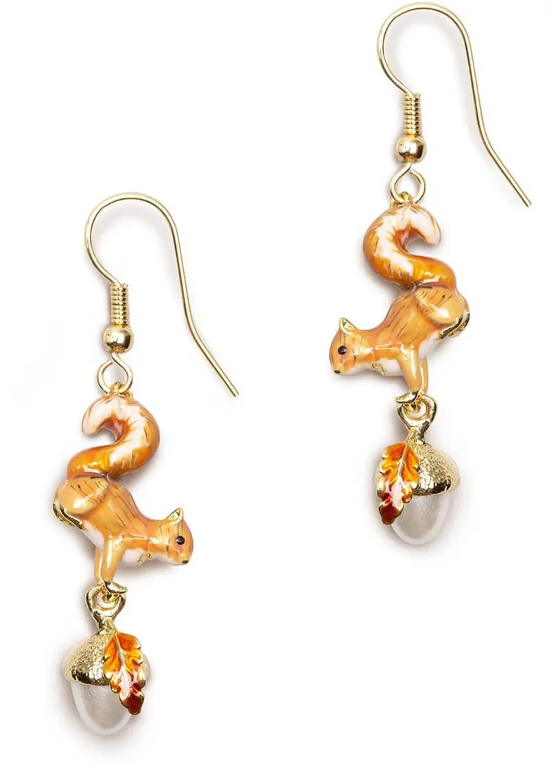 Bill Skinner Squirrel & Acorn Drop Earrings