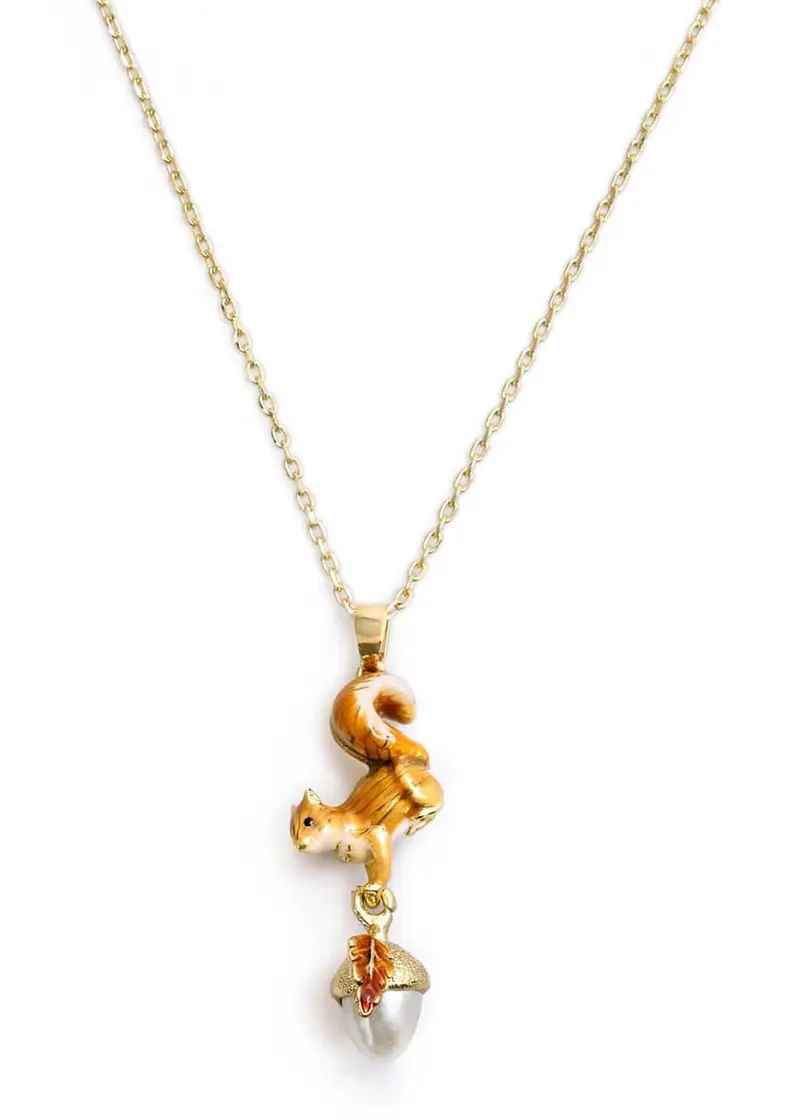 Bill Skinner Squirrel & Acorn Necklace