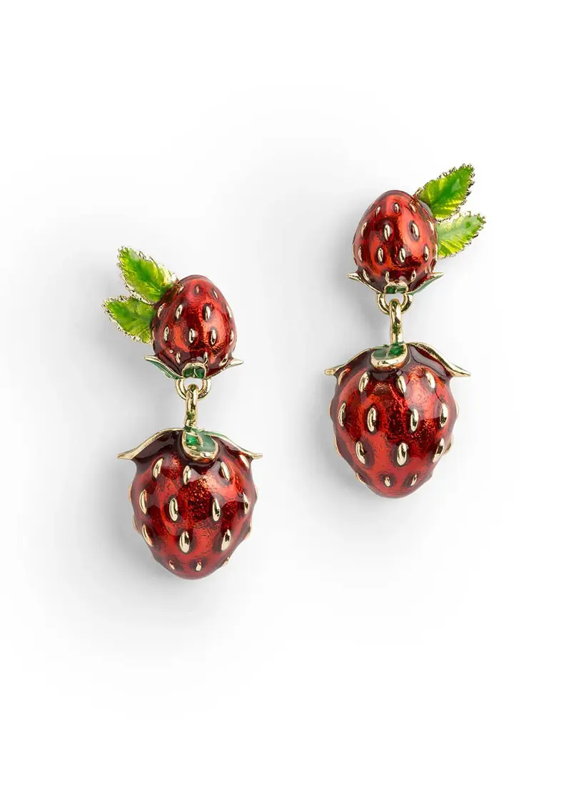 Bill Skinner Strawberry Earrings Red