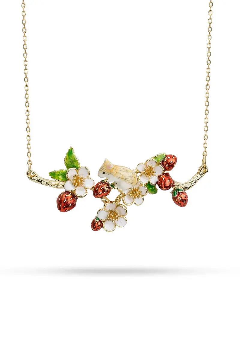 Bill Skinner Strawberry Hanging Mouse Necklace