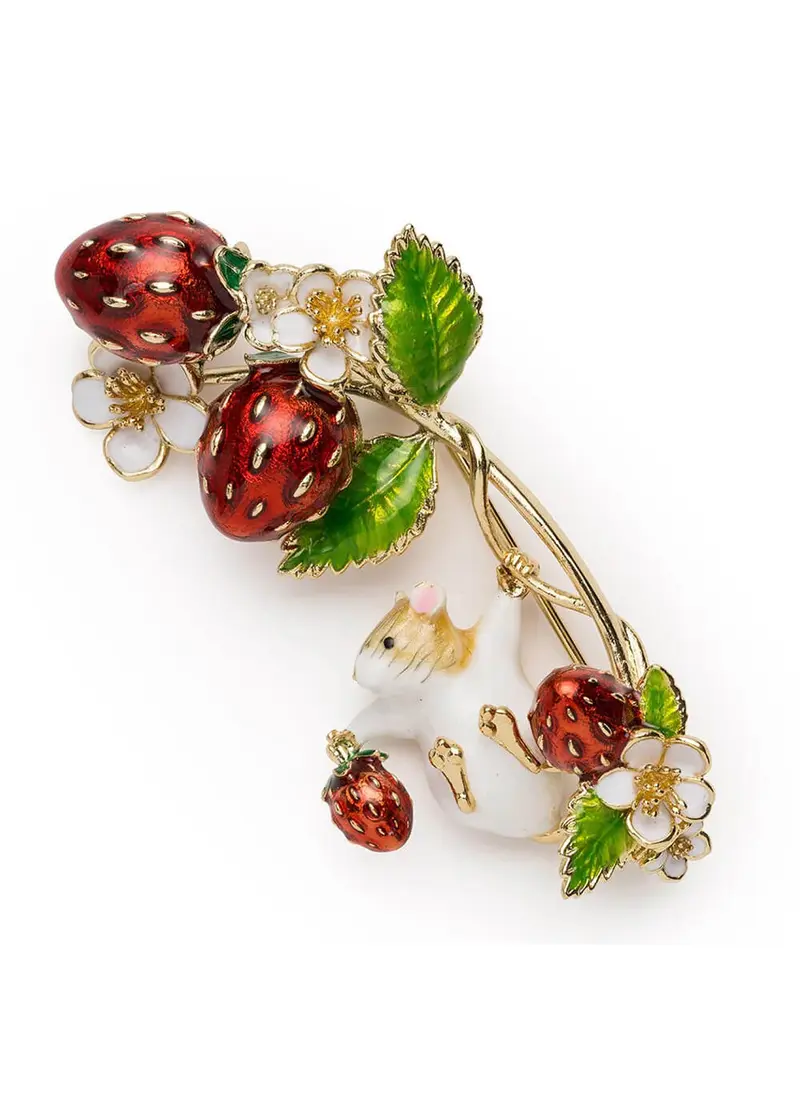 Bill Skinner Strawberry & Mouse Brooch