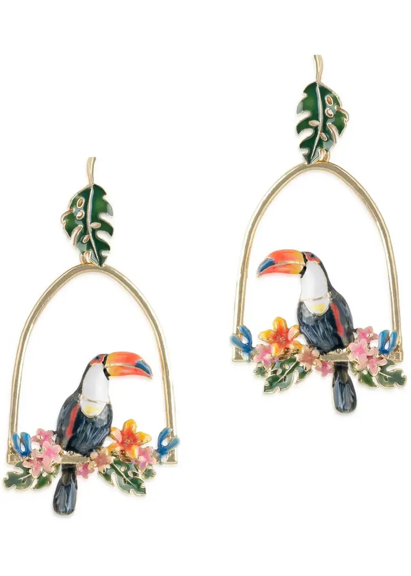 Bill Skinner Toucan Hoop Drop Earrings