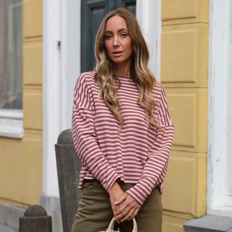 Billy streep trui roze taupe