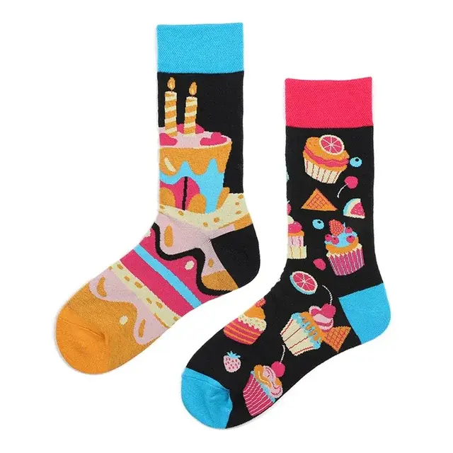 Birthday Cake Mismatched Crew Socks