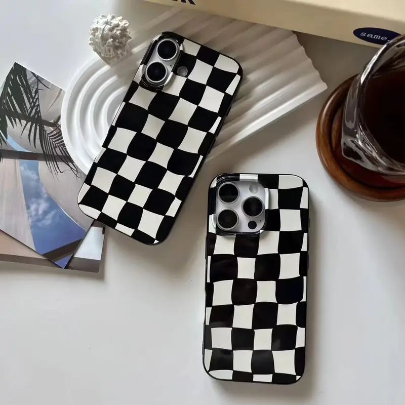 Black and White Wavy Checkerboard iPhone Case