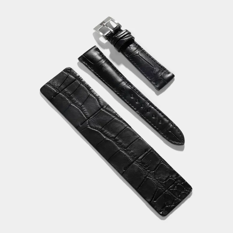 Black Croco Leather Watch Strap