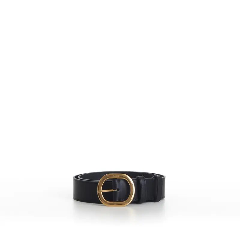 Black Leather Large Lulu Belt - Vintage Calfskin