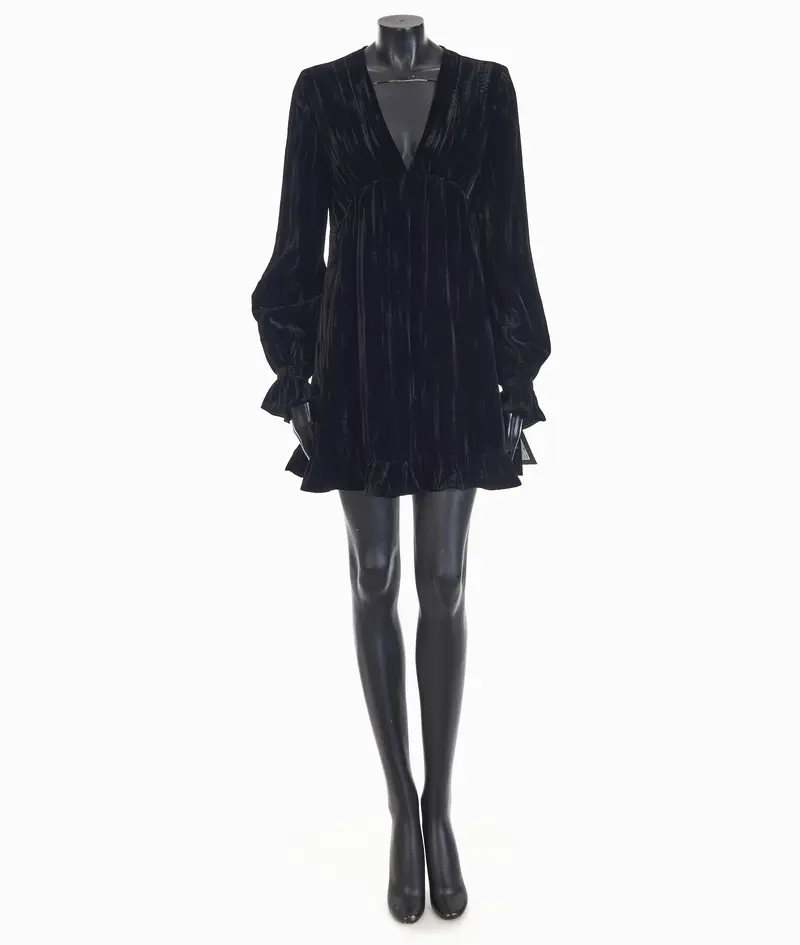 Black Short Mini Dress - Matte Velvet