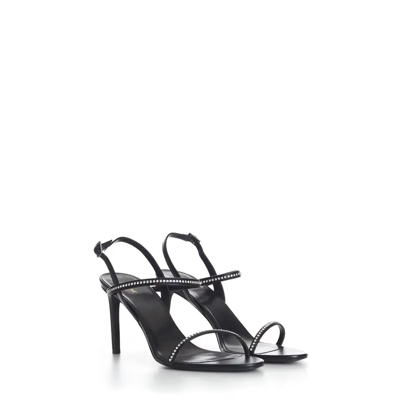 Black Soir Strap Sandal - Strass Embellished Straps, Stiletto