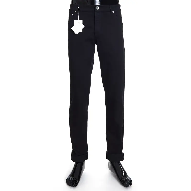 Black Stretch Denim Trousers - Slim Fit, Five-Pocket