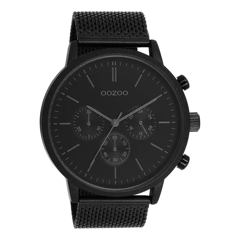 Black watch with black metal mesh bracelet - C11204 (50mm)