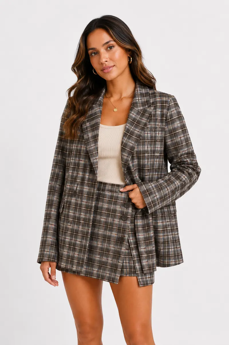 Blazer Novalee Brown/blue check