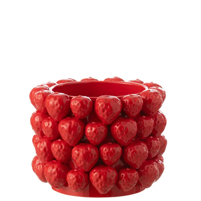 Bloempot Aardbeien Keramiek Rood Large J-Line
