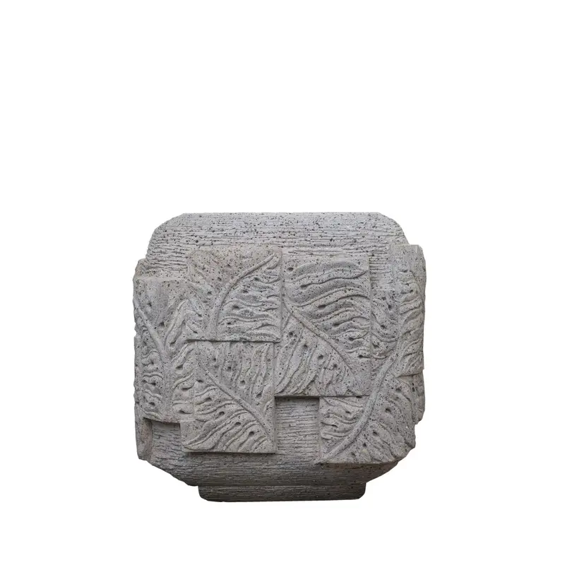 Bloempot Blayd Grijs Cement Palmblad Vierkant Small PTMD
