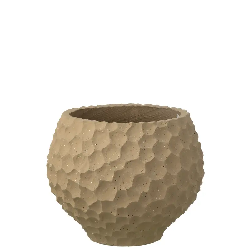 Bloempot Inkepingen + Buiten Zand Taupe Medium J-Line