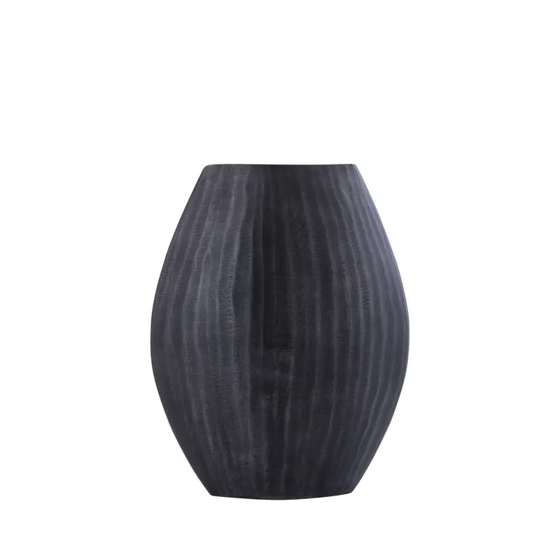 Bloempot Jowad hoog ovaal S- 25x11x31 cm - Aluminium - Grijs PTMD