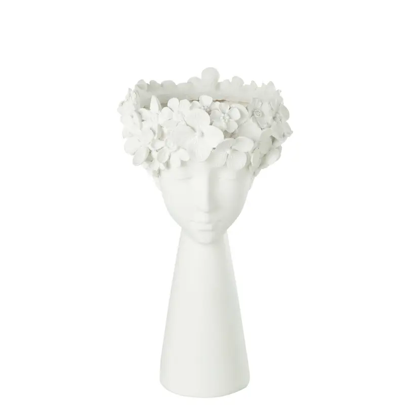 Bloempot Kop Resine Wit Large