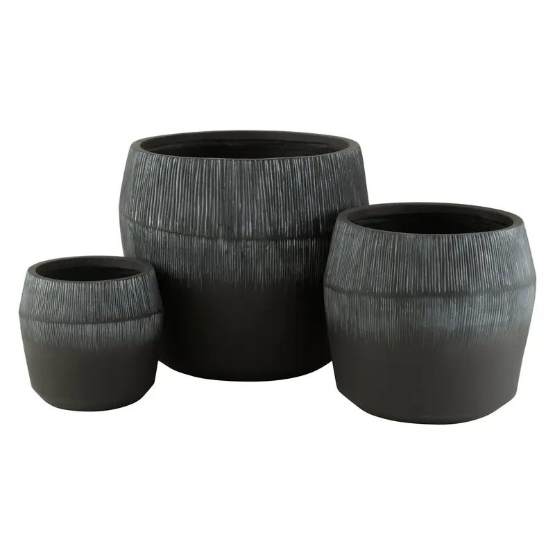 Bloempot Vezelklei Zwart Set van 3 J-Line