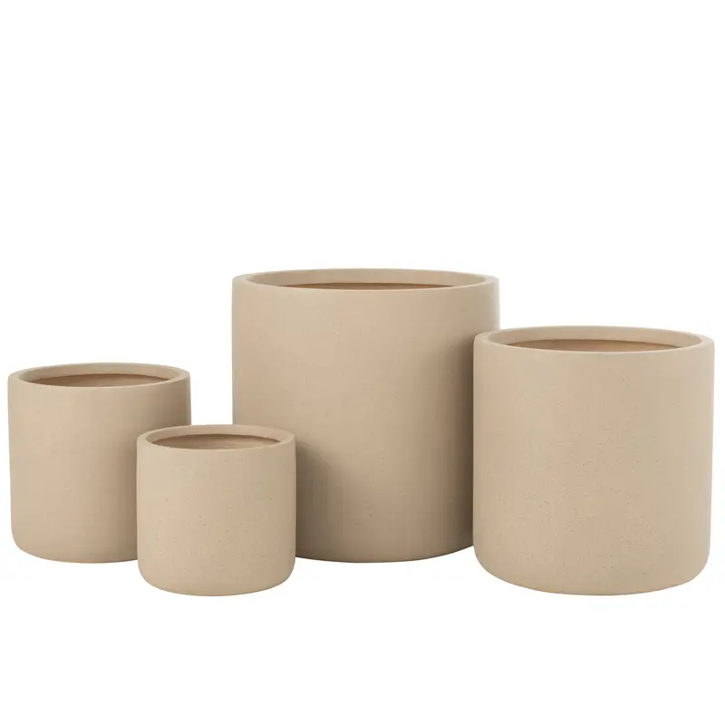 Bloempotten Dune Klei Ivoor Set van 4 J-Line