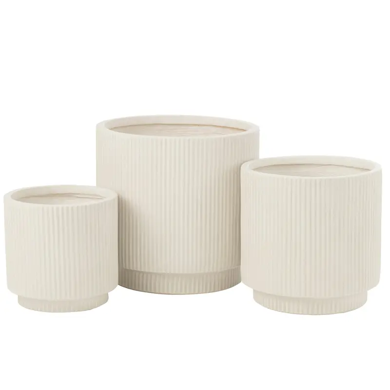 Bloempotten Misty Klei Wit Set van 3 J-Line