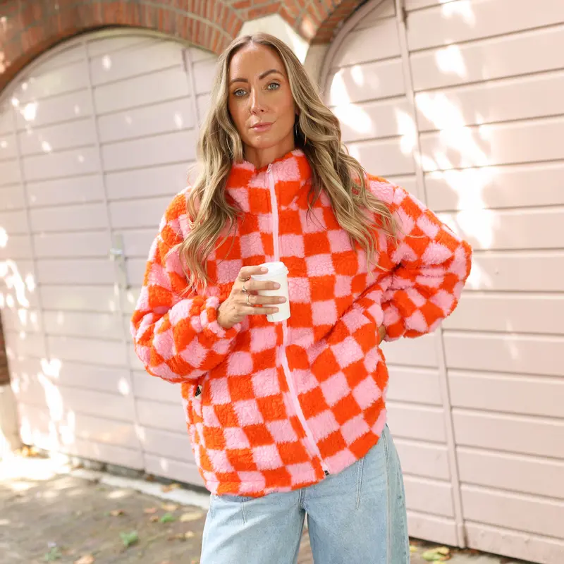 Blokjes teddy jack roze en oranje