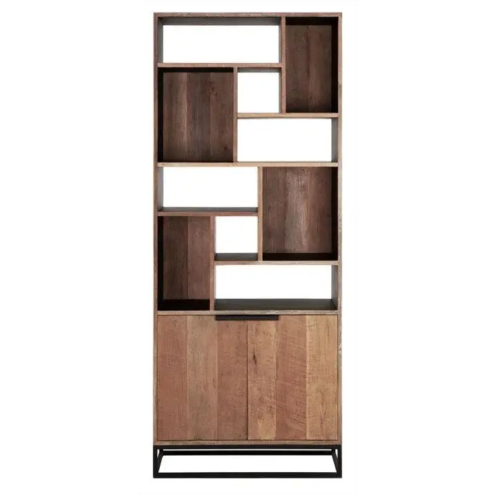 Boekenkast Cosmo Gerecycled Teakhout Naturel Zwart DTP Home