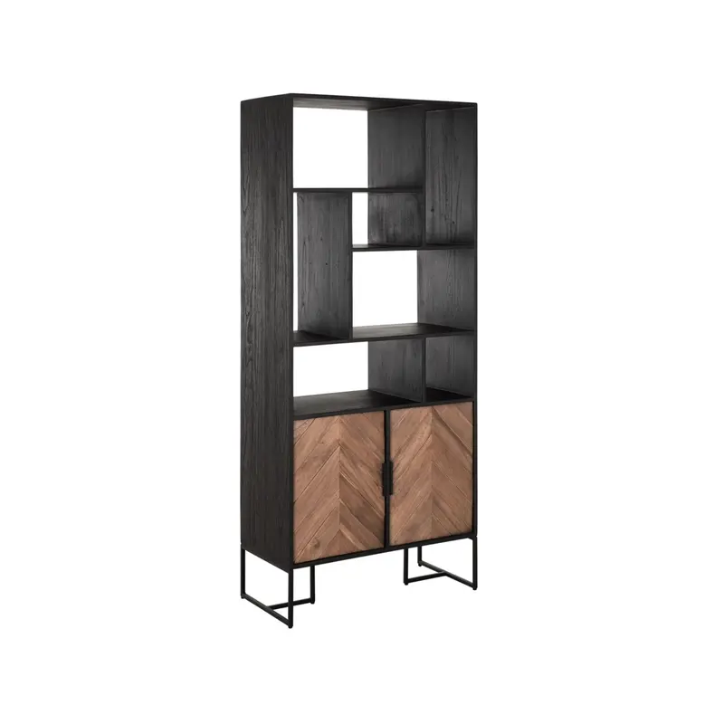 Boekenkast Criss Cross Gemixt Hout Bruin Zwart DTP Home