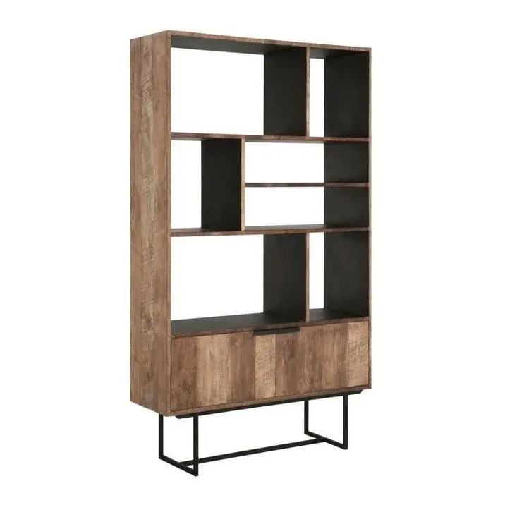 Boekenkast Odeon No.2 Verweerd Teakhout Grijs 210cm DTP Home