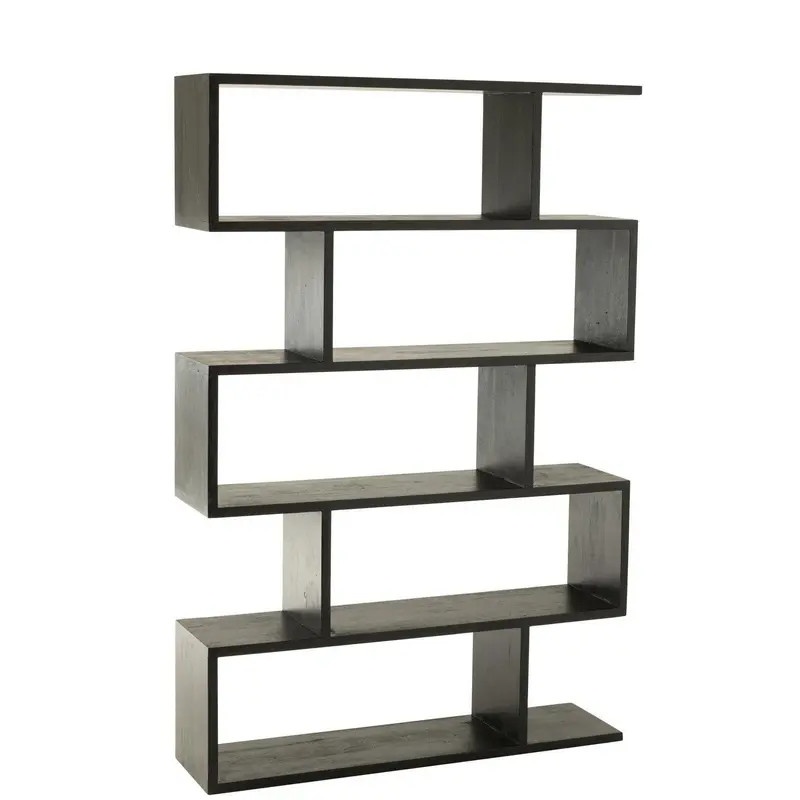 Boekenkast Verticaal Latten Mango Hout Mat Zwart J-Line