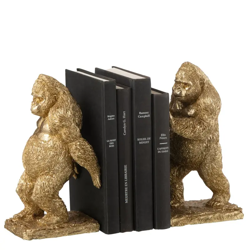 Boekensteun Gorilla Resin Goud Set van 2 J-Line